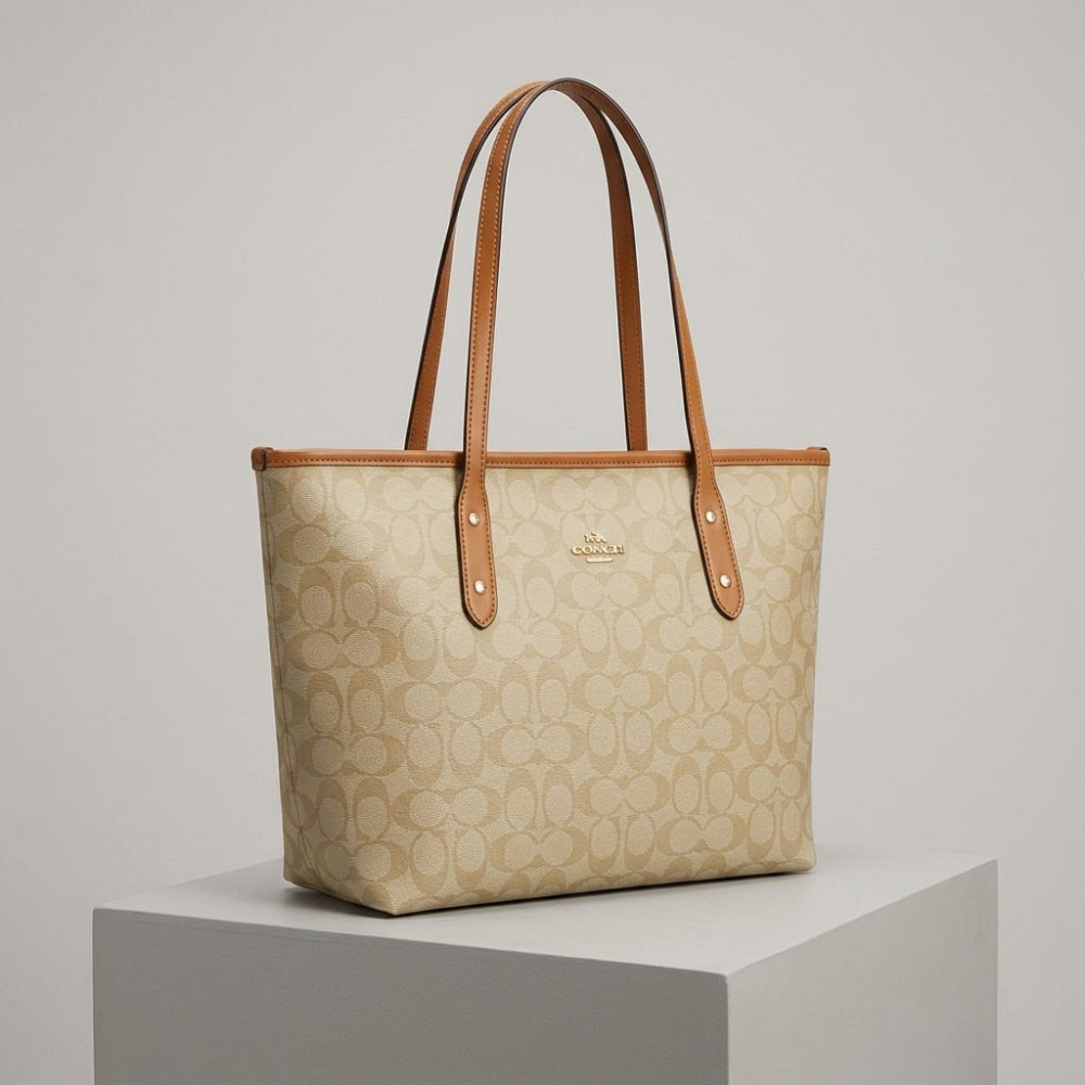 Женская сумка шоппер Coach City Tote светло коричневая (1386-4) Киев - изображение 1