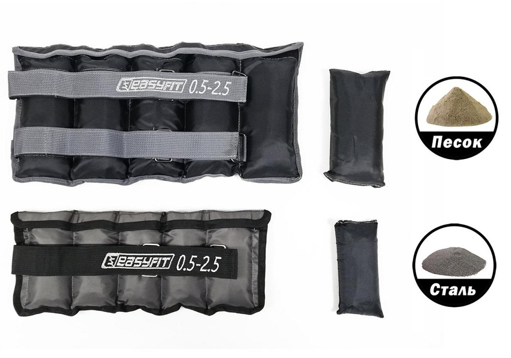 EasyFit Обтяжувачі для ніг та рук з металом EasyFit Metal набірні зі змінною вагою 0,5-2,5 кг Коломыя - изображение 5