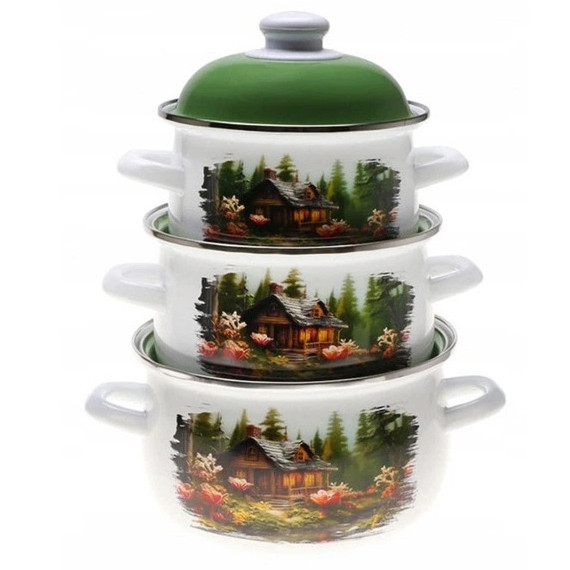 Набір каструль з міцним антипригарним покриттям, Набір каструль для приготування з кришками AI-82 Івано-Франківськ - фото 1