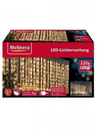 Світлодіодна гірлянда-штора Melinera 2x1 м, 220 LED, тепле світло, IP44, таймер, Англійська вилка (перехідник у комплекті) Київ