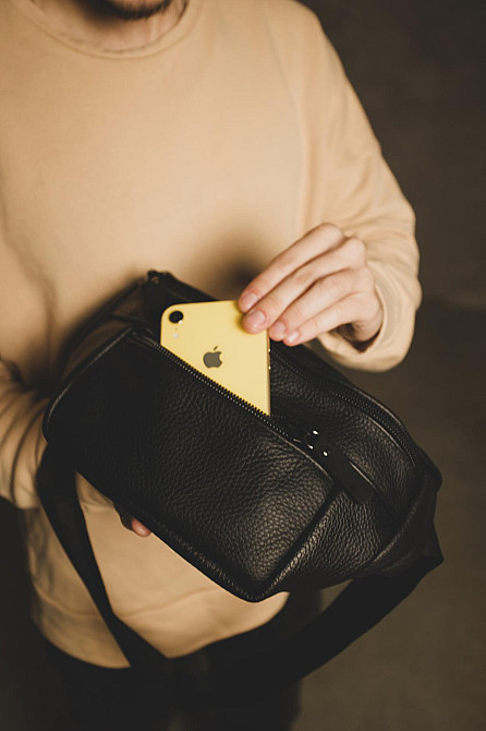 Сумка на пояс мужская из натуральной кожи флотарий SL004 (Черная) Сумы - изображение 8