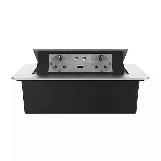 LIVOLO Меблева розетка потрійна LIVOLO срібна, вбудована у стільницю, з USB 10 Вт, універсально Коломия