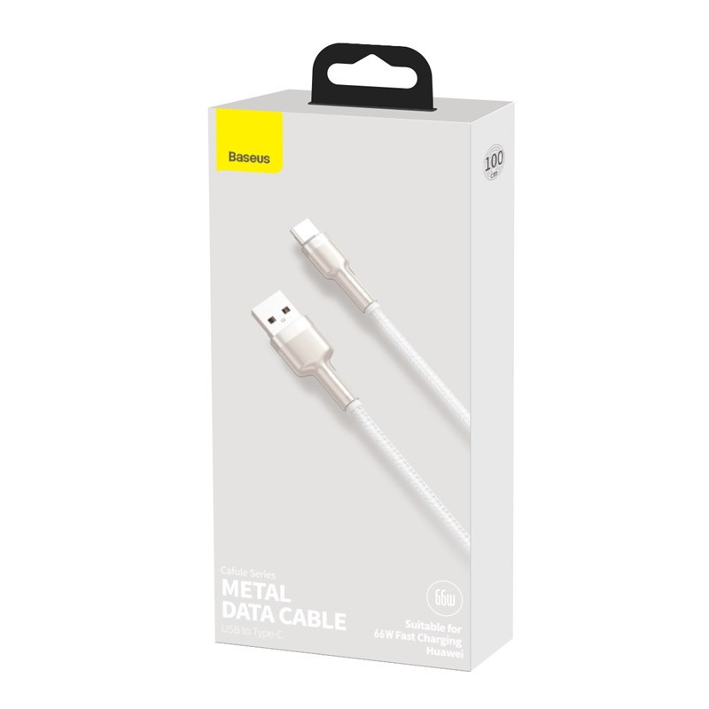 Кабель Baseus Cafule Series Metal Data Cable USB to Type-C 66W 1m White Одеса - фото 2