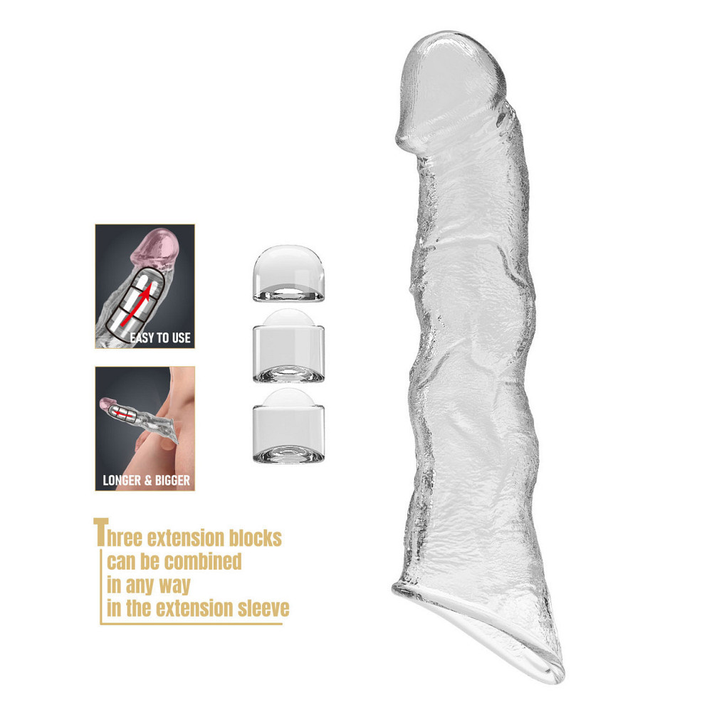 Подовжуюча насадка Pretty Love - Extension Penis Sleeve with Modular Length Blocks Clear, BI-026280M Sex Aura Київ - фото 3