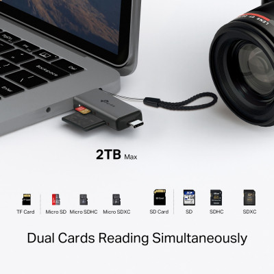 Считыватель флеш-карт TP-Link USB-C + USB 2.0 SD + TF silver (UA430D) Винница - изображение 7