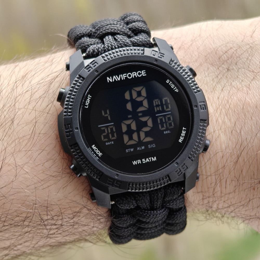 Годинник чоловічий водостійкий тактичний Naviforce Europe Black Paracord (2 ремінці) Чорний Вінниця - фото 16