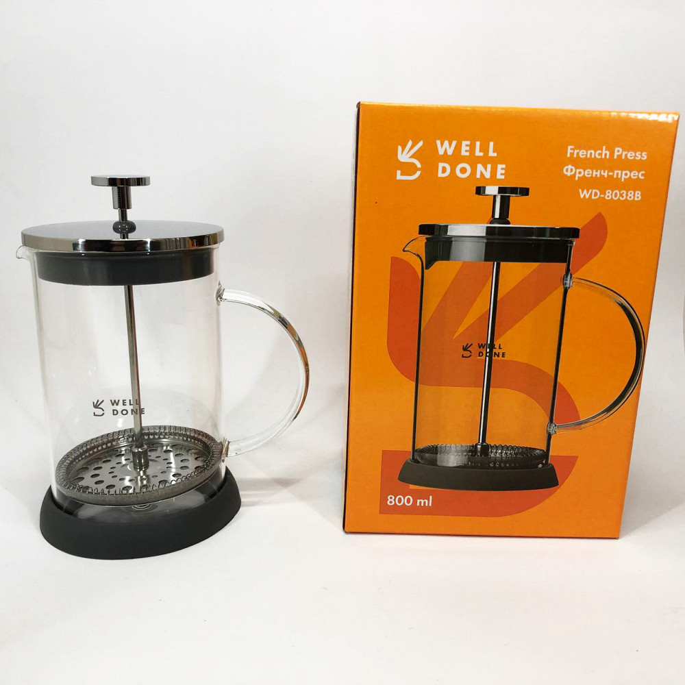 Заварник прозорий Well, Френч-прес з якісного матеріалу, Чайники для заварки, Домашній френч-прес MY-20 Івано-Франківськ - фото 5