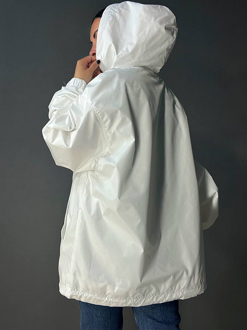 Куртка женская Lady Yep 9096-1 оверсайз ветровка удлиненная с капюшоном, белый, one size Киев - изображение 17