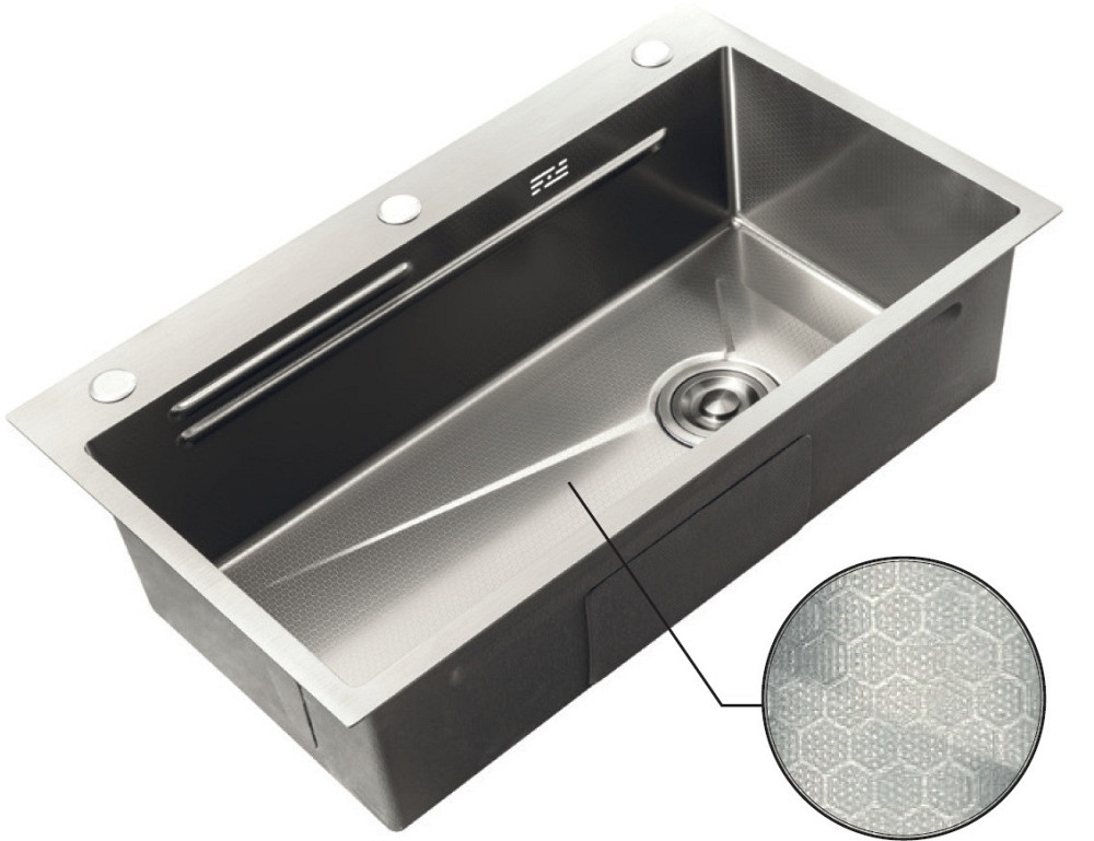 Кухонна мийка Zerix ZH7545-SET-05 DECOR NANO-SILVER з нержавіючої сталі, комплект ZM5584 (3.0/0.8) Харків - фото 5