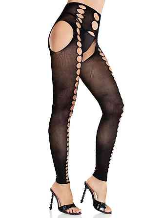 Колготки Leg Avenue Seamless Opaque Footless Suspender Hose One Size Black Sex Aura Киев