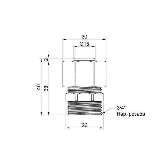 Перехідник обтискний Thermo Alliance Standart 20х3/4" НР SD154W2020 Київ