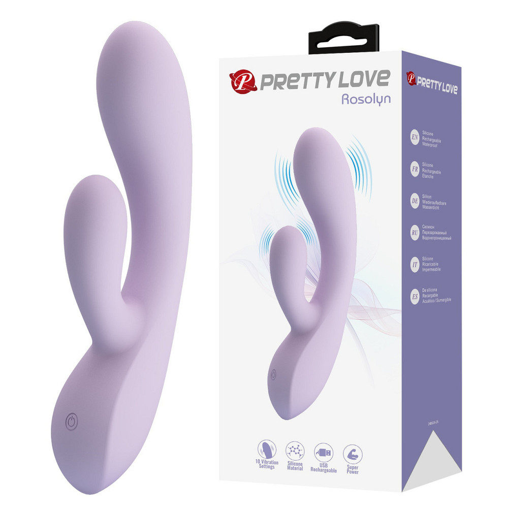 Вибратор-кролик Pretty Love Rosolyn фиолетовый, 19 х 3.6 см Sex Aura Киев - изображение 1