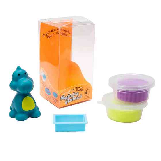 Набір для творчості "Мильна вечірка-блакитний динозавр" Strateg 32107ST 2 маси та іграшка Вінниця