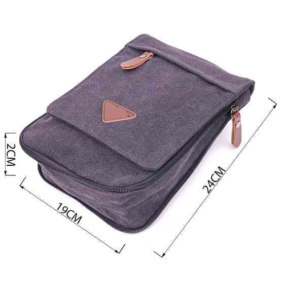 Вертикальная мужская сумка текстильная 21265 Vintage Черная Киев