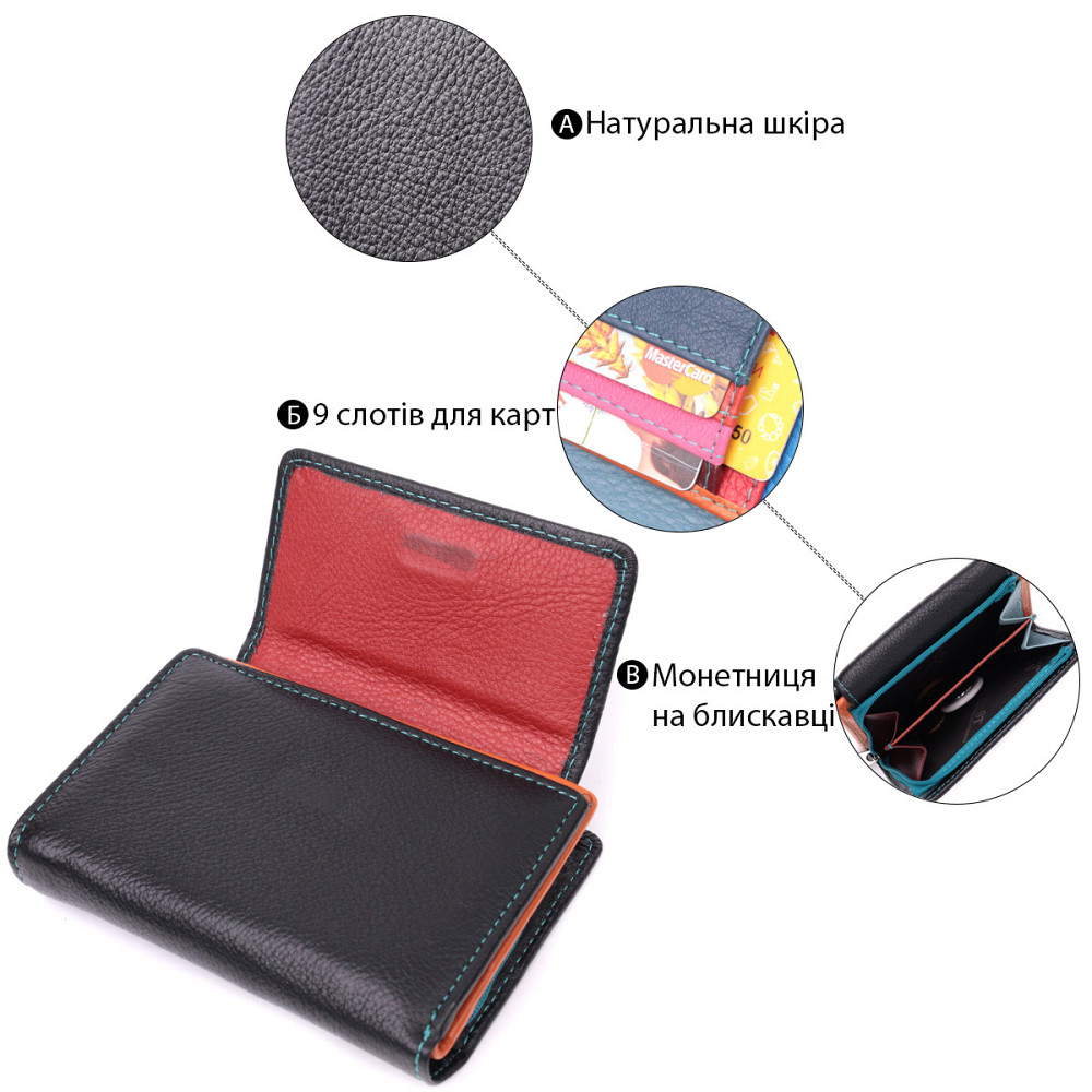 Стильний гаманець для жінок із натуральної шкіри ST Leather 22501 Чорний Київ - фото 4