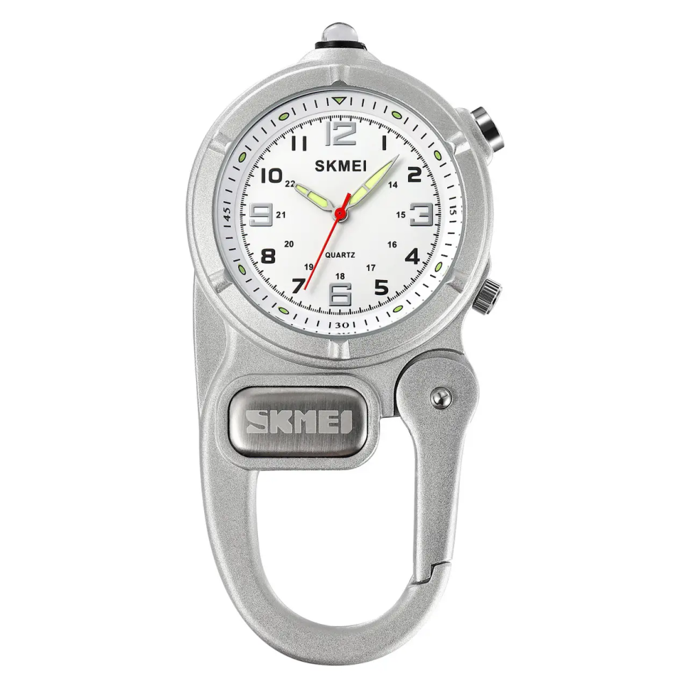 Годинник кварцовий Skmei 2232 з карабіном і LED-ліхтариком (Сріблястий) Вінниця - фото 1