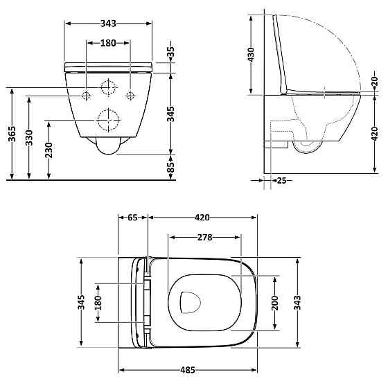 Унітаз підвісний Qtap Gemini Ultra Quiet 485×340×350 мм, White, із сидінням Slim Duroplast / Soft-close / Quick Release Київ