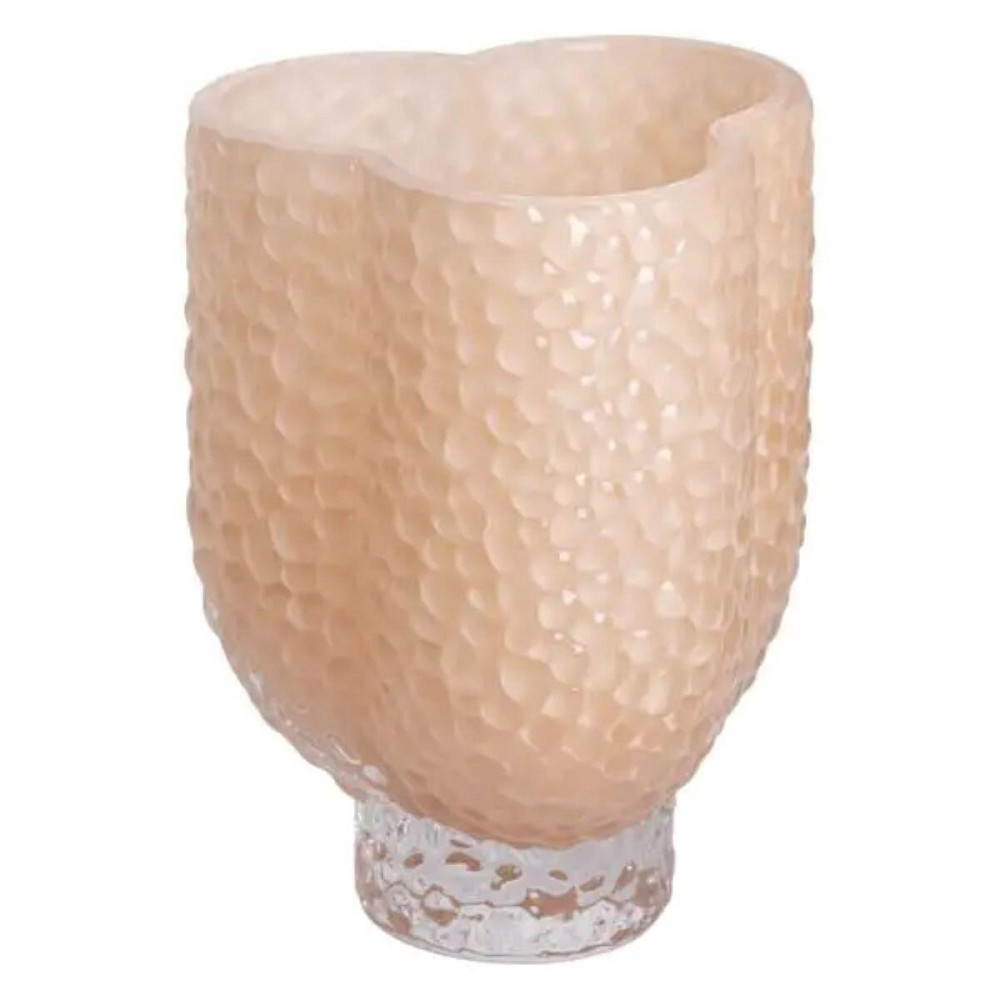 Ваза декоративная 13.5х13.5х18 см для цветов стеклянная фигурная ваза из цветного стекла 1 л Бежевая HP-10-29 Киев - изображение 1