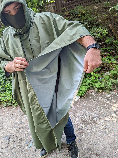 Тактичний дощовик-пончо-тент, військовий дощовик-палатка, оксфорд прогумування, універсальний розмір Дніпро - фото 6