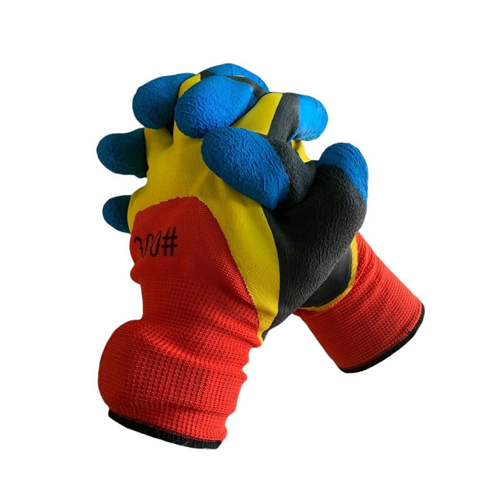 Робочі рукавички з обливом 300 різнокольорові — міцні захисні перчатки для господарських і будівельних робіт Харків - фото 3