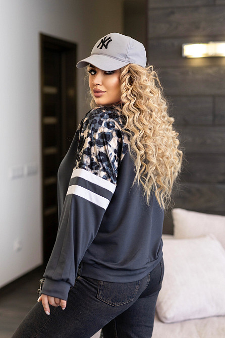 Жіночий світшот зі вставками "Artes" оптом | Батал 54-56, Графіт Київ - фото 2