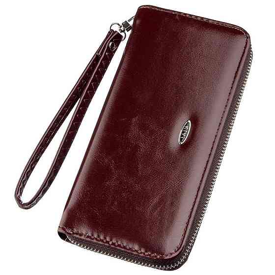 Гаманець жіночий на одну блискавку з екокожі гладкий Коричневий (KIVI) Київ