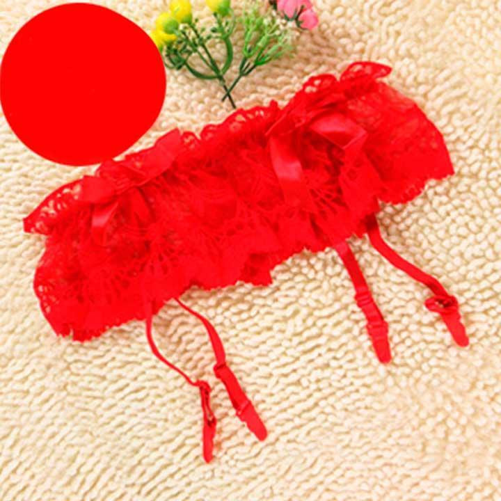 Мереживні стрінги з поясом для панчіх - Червоний - XS/S/M - Еротична білизна Вінниця - фото 2