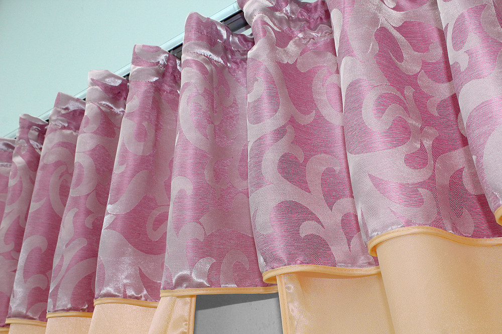 Кухонные шторы VR-Textil № 073к с ламбрекеном и подхватами персиковый с розовым 290х170 см (52-0197) Киев - изображение 5