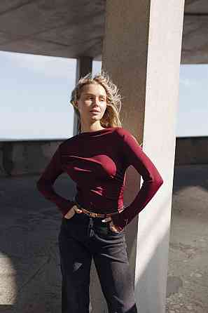 Жіночий базовий боді з драпіруванням мікродайвінг Бордо, 46/48 Одеса