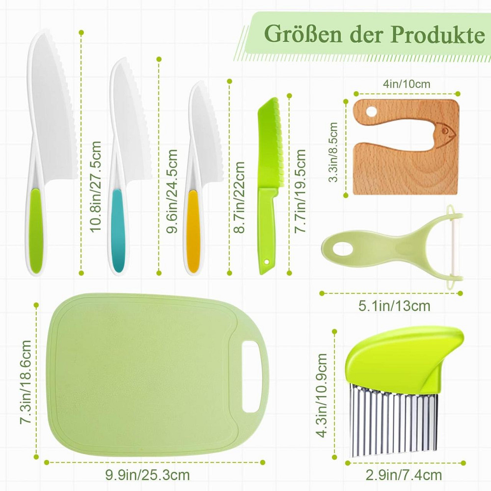 Набор детских кухонных ножей 8 шт - разделочная доска, овощечистка, безопасные ножи, кухонный набор для детей Киев - изображение 5