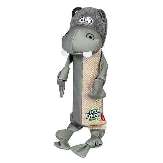 Іграшка для собак Бегемот з пластиковою пляшкою та пищалкою GiGwi ECO FRIENDZ, перероблений тек Коломия