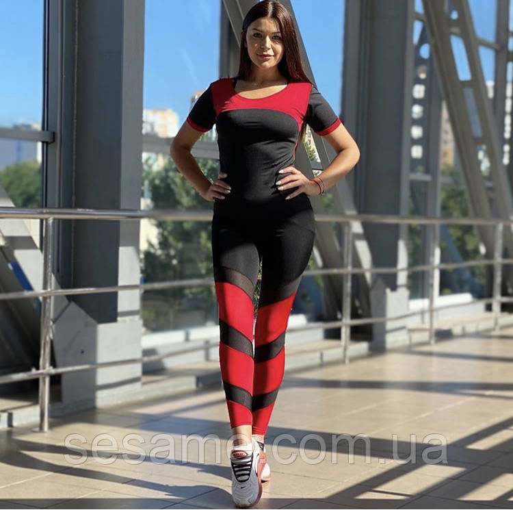 Комфортний тренувальний костюм для фітнесу лосини та топ Харків - фото 1