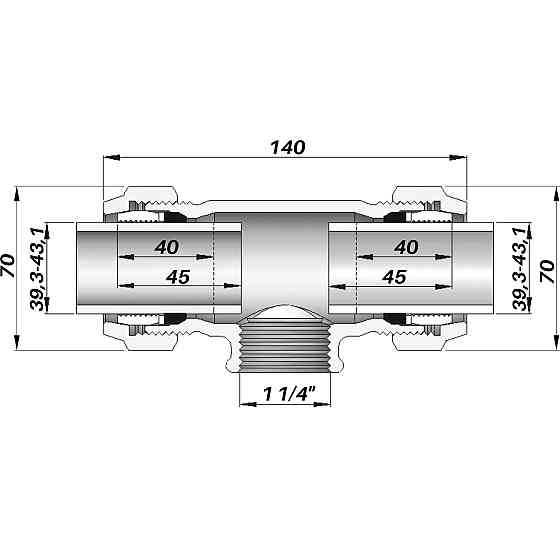 З'єднання затискне потрійне 1 1/4" (Ø40 мм)х1 1/4| У чавунне QT Gebo Київ