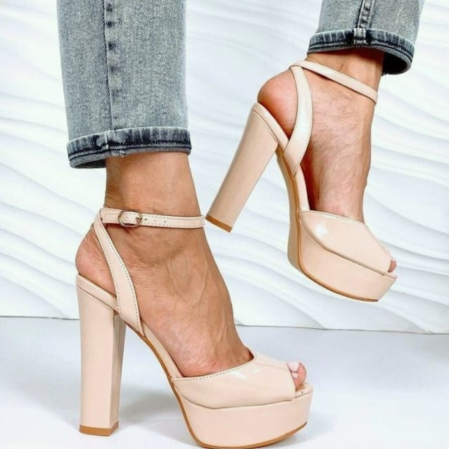 Жіночі Бежеві Босоніжки на Каблуку Лакові Модельні (розміри: 36,37,38,39) - 25 Дніпро - фото 10