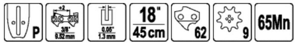 Шина направляющая цепной пилы YATO l= 18