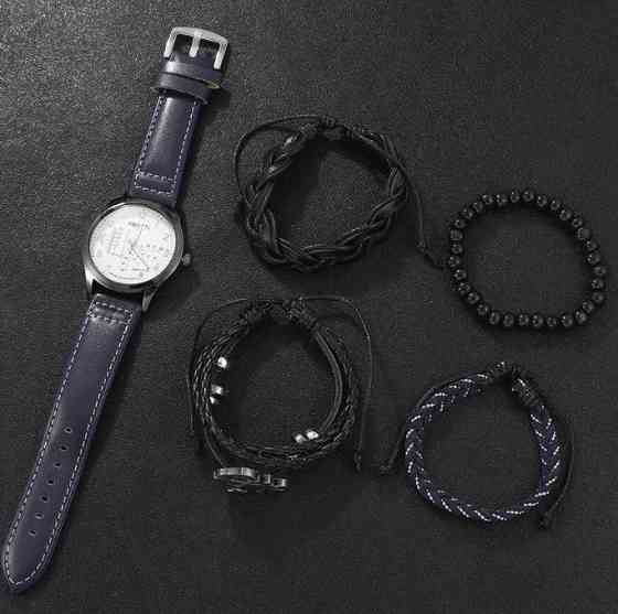 Подарочный набор для мужчин: наручные часы с 4 ориг. браслетами- диам 4см, длин 24см, шир рем 2см, без коробки Киев