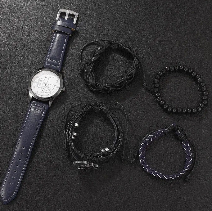 Подарочный набор для мужчин: наручные часы с 4 ориг. браслетами- диам 4см, длин 24см, шир рем 2см, без коробки Киев - изображение 3