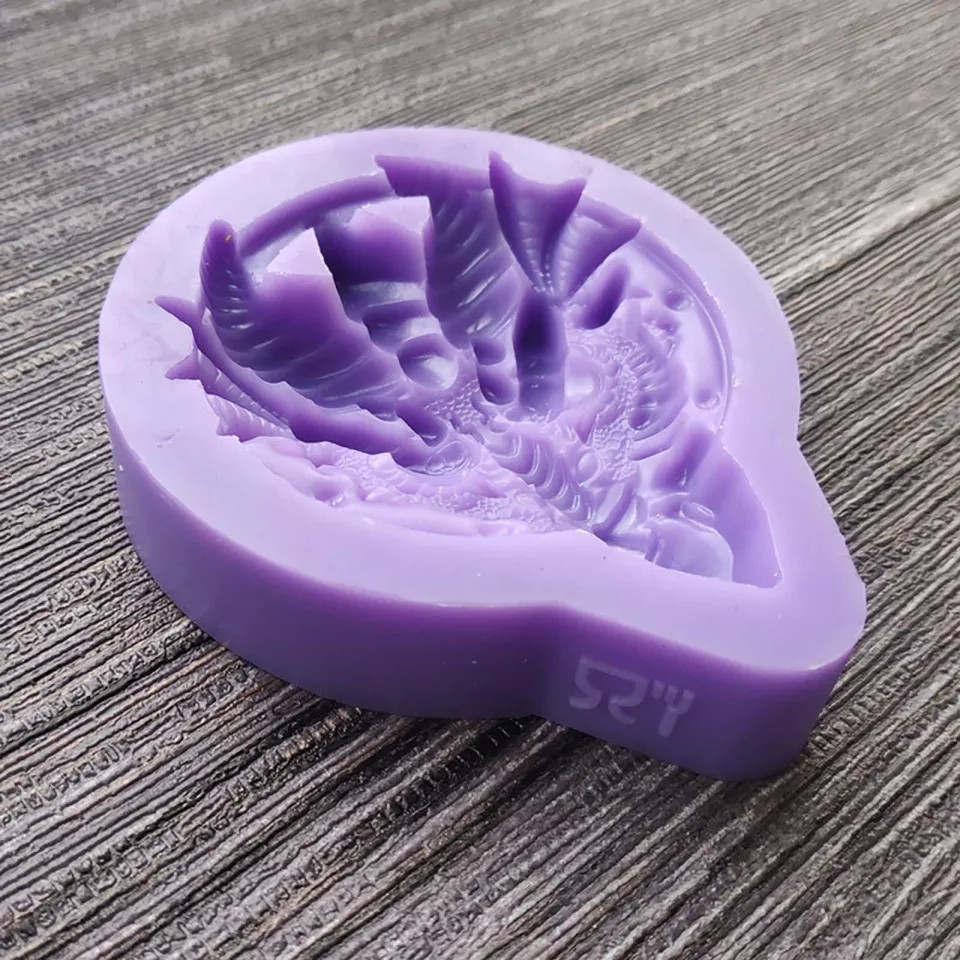 Молд силиконовый Дракон 70 на 85 мм фиолетовый Киев - изображение 5