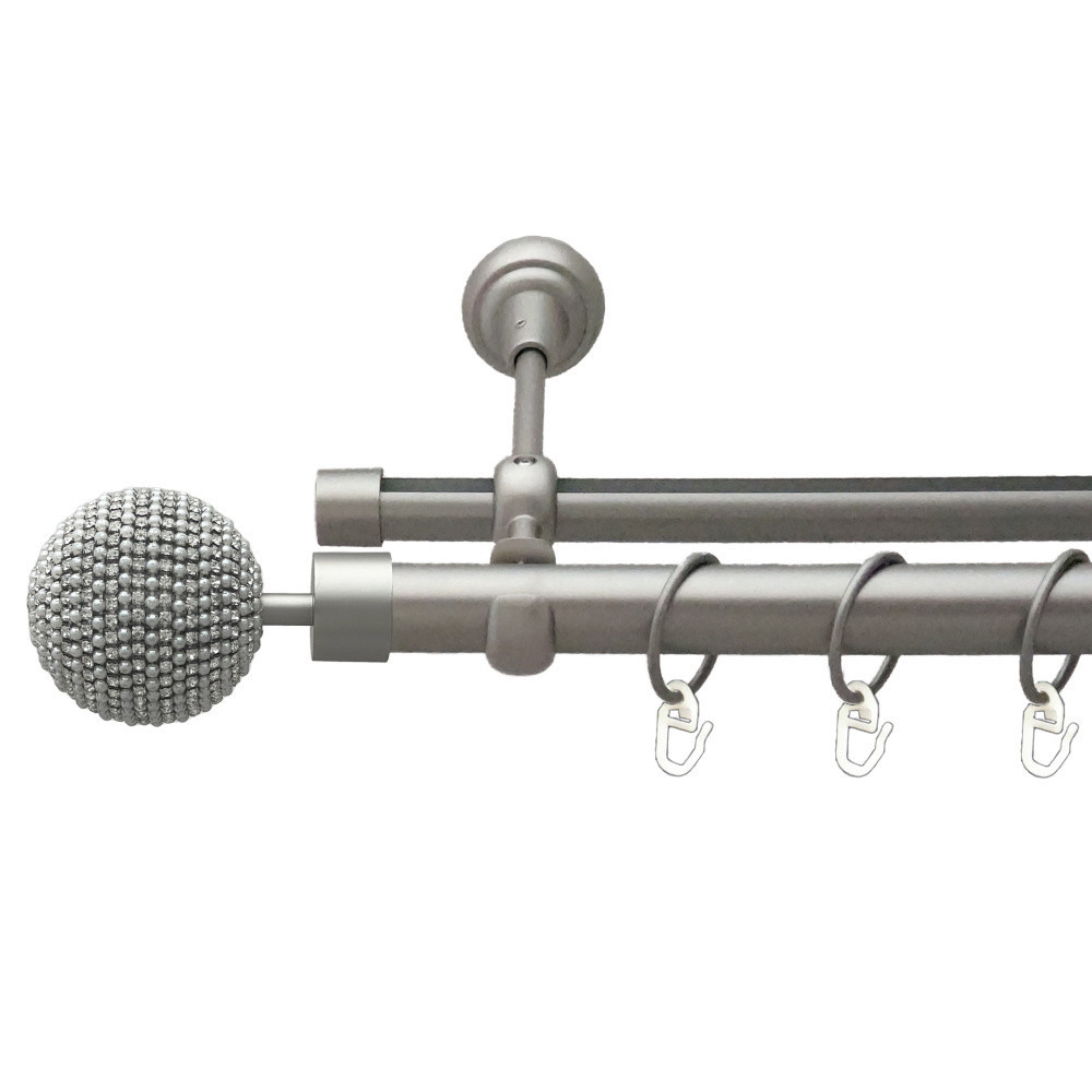 Карниз Orvit Карера металевий дворядний опозитний гладка \ профільна труба кільце металеве Сатин 25\19 мм 300 см (00-00023331) Львів - фото 1