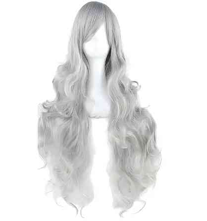 Довгі попелясті хвилясті перуки RESTEQ 80 см — високоякісне синтетичне волосся для косплею, аніме та фотосесій Київ