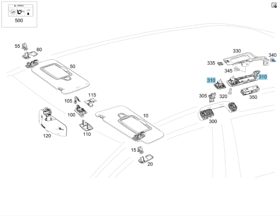 Mercedes-Benz  A2928100240 9051 Корпус заднього правого плафончика підсвічування салону з гачком під одяг GLE Coupe X292 Одесса