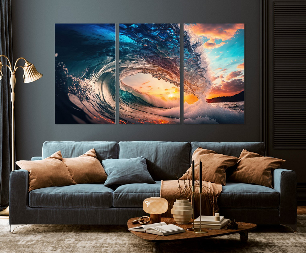 Модульная картина в гостиную / спальню  Морські хвилі   ART-116_3A 70х130 см Київ - фото 3