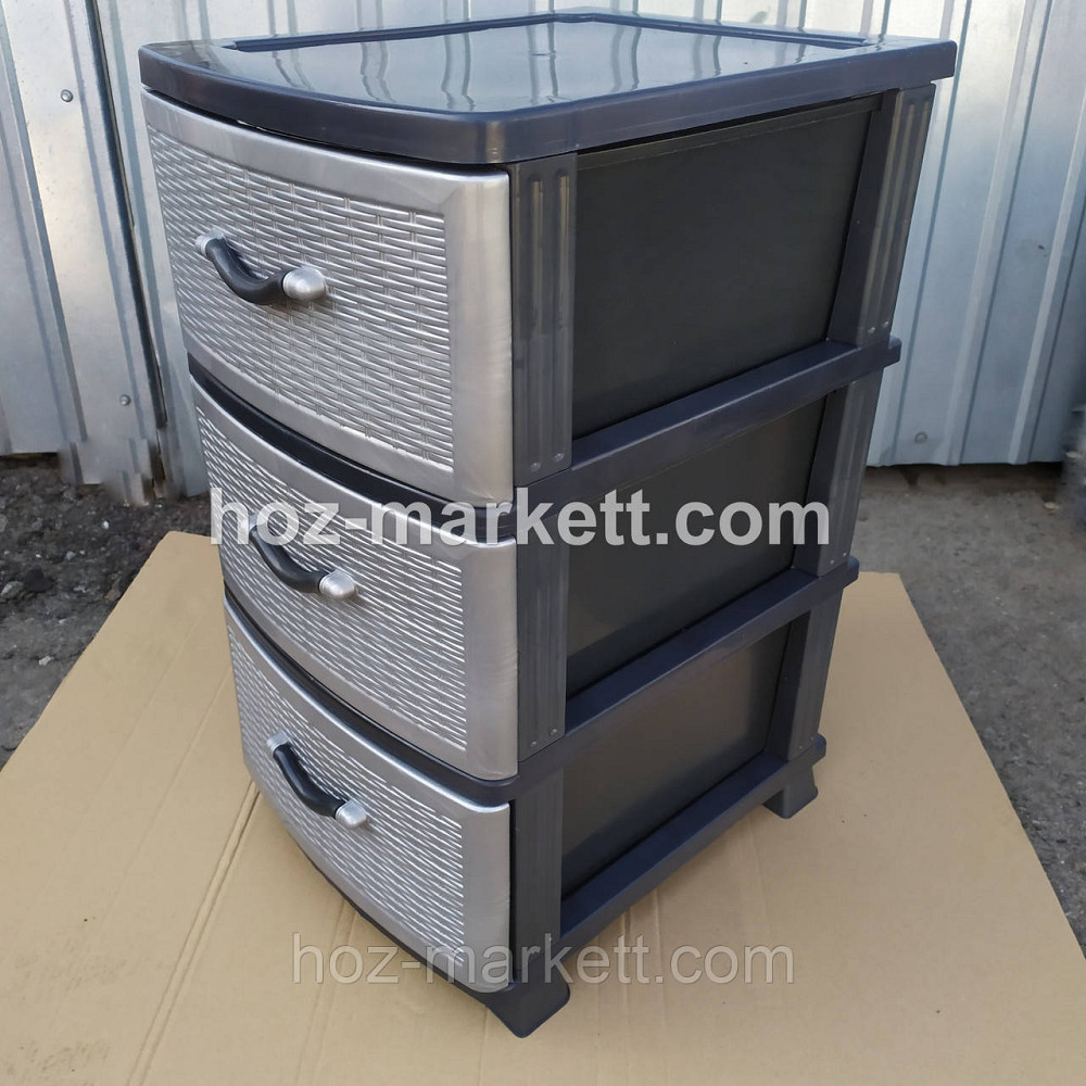 Комод пластиковый серый на 3 ящика производство Украина Харьков - изображение 3