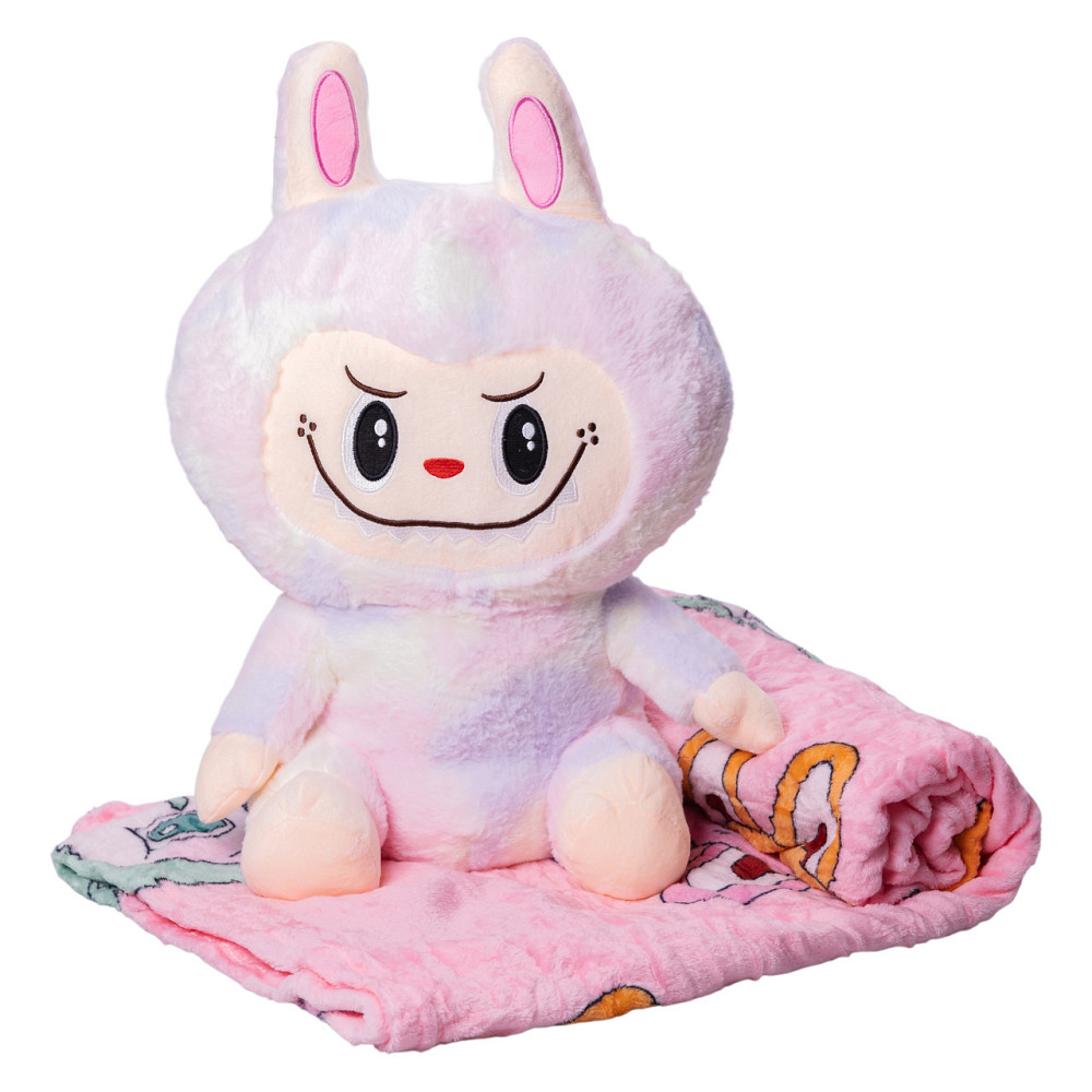 ТМ COLORFUL HOME М'яка іграшка-плед, подушка 3 в 1 Лабубу 50 см Рожевий ТМ COLORFUL HOME LAB1P Киев - изображение 1