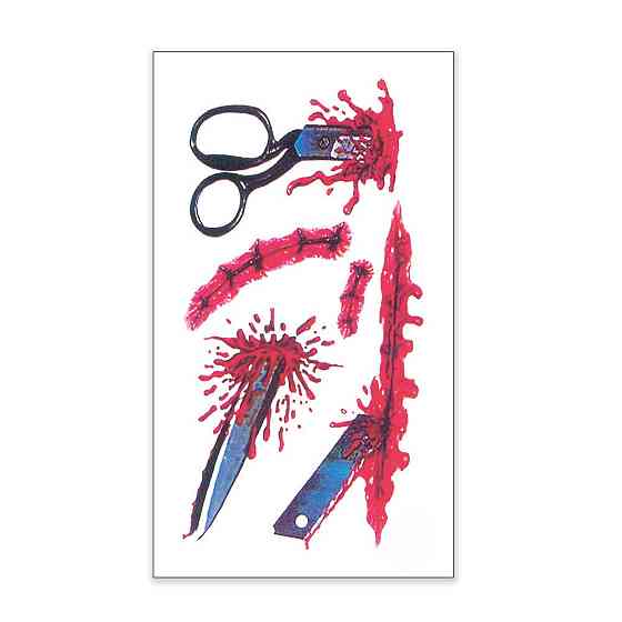 Тимчасове татуювання Кроваві ножиці 10 на 6 см різнобарвний Київ