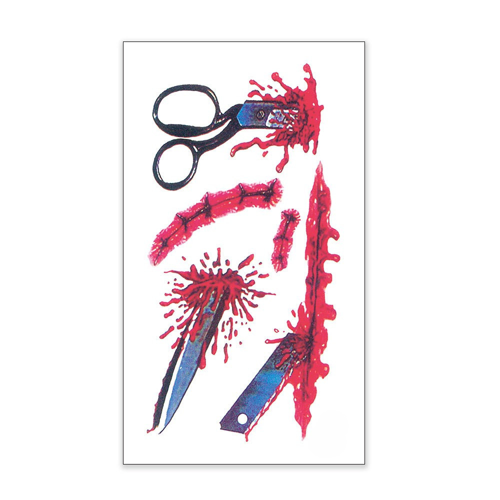 Тимчасове татуювання Кроваві ножиці 10 на 6 см різнобарвний Київ - фото 2