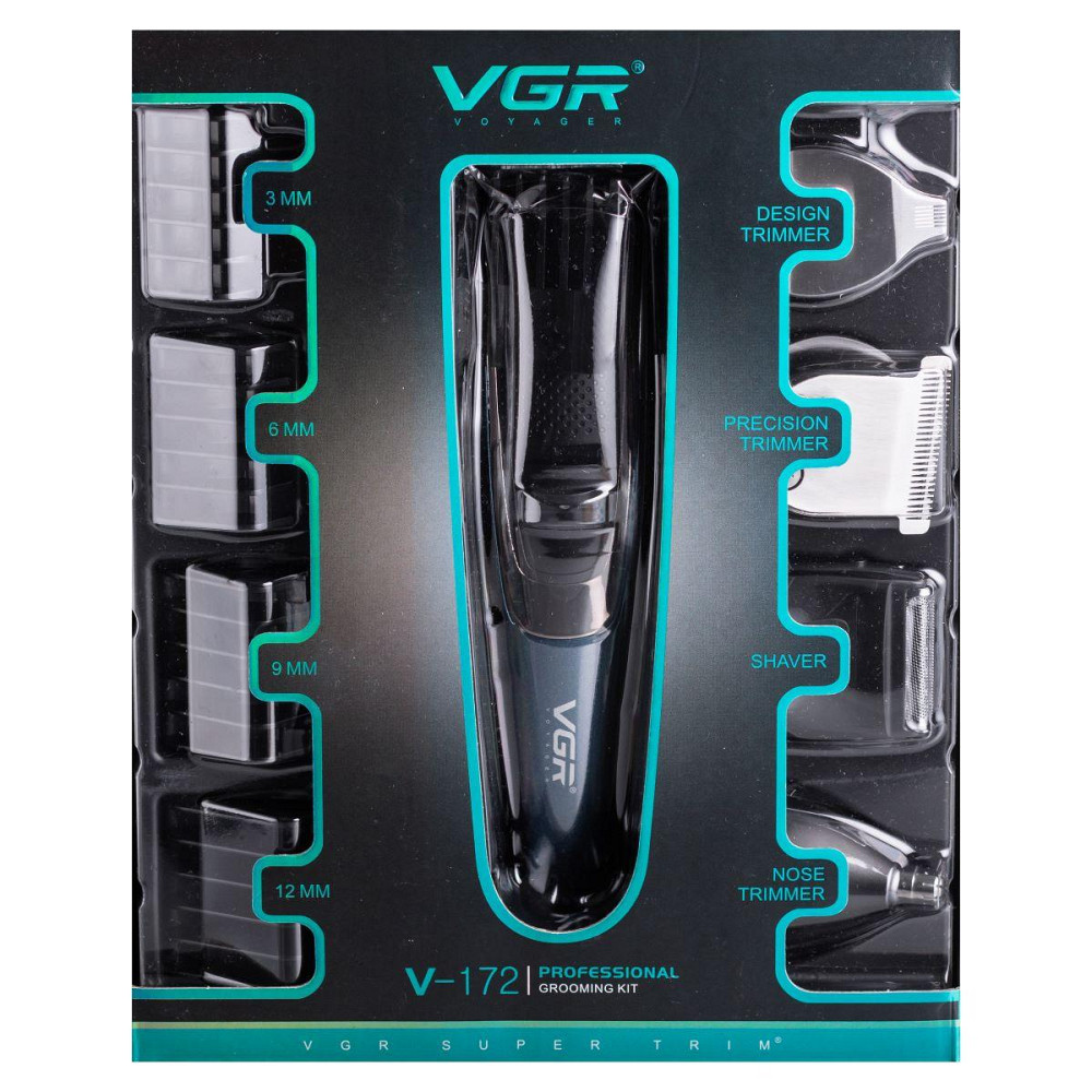 Машинка тример для стрижки 4в1 з насадками Синій VGR V-172 Київ - фото 10