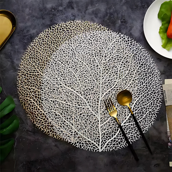 Сервірувальна серветка під гаряче кругла, килимок сервірувальний золотистий набір 2 шт Кам'янець-Подільський