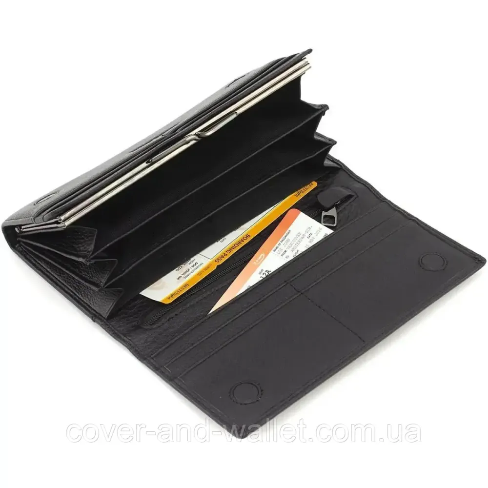 Елітний жіночий гаманець із натуральної шкіри чорного кольору Marco Coverna W001 Black Київ - фото 8