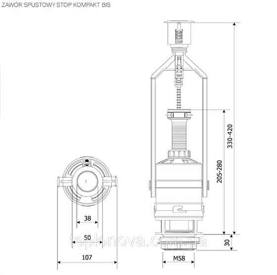 Зливний клапан K.K.POL ZSB/211, Stop, (350/ZSB/211-00-T0) Чернівці